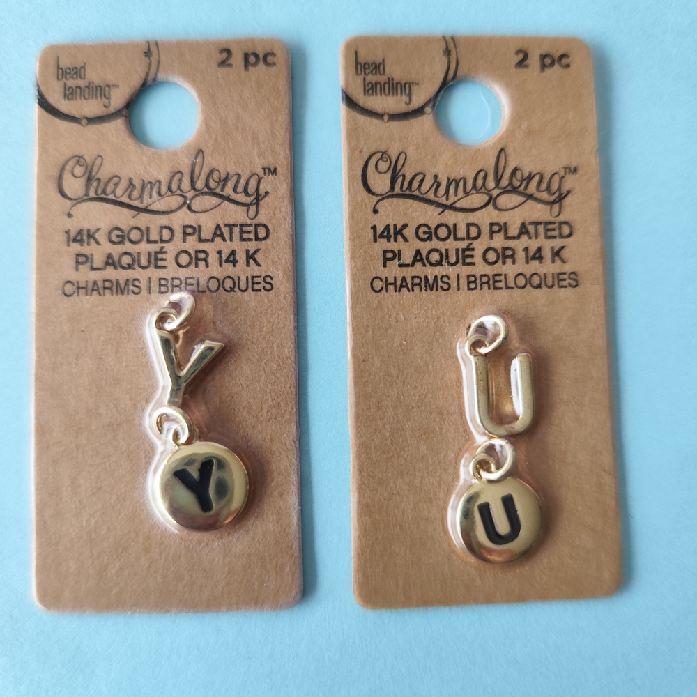 2 Packs of Charmalong 14K Gold Plated Letter Charms by Bead Landing